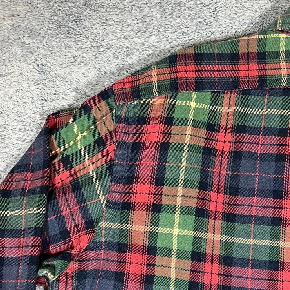 Ralph Lauren Mens Classic Fit Plaid Button‎ Down Shirt Red Green Blue Medium